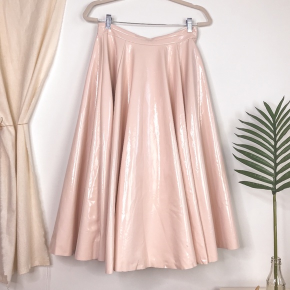 H&M Dresses & Skirts - H&M Faux Leather Blush Pink A Line Circle Skirt
